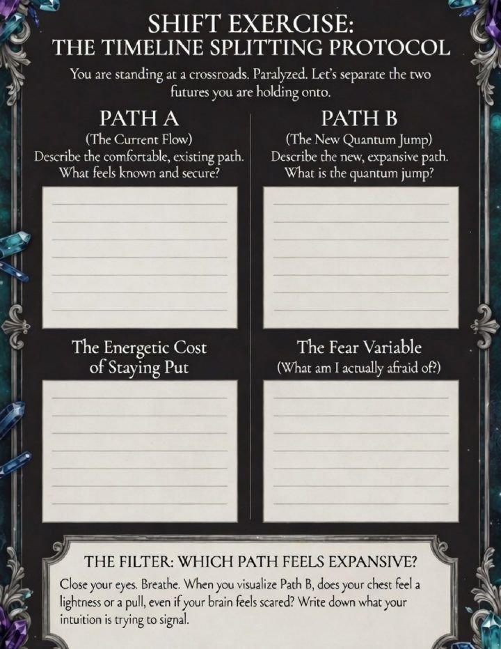 The Timeline Splitting Protocol worksheet with Path A and Path B