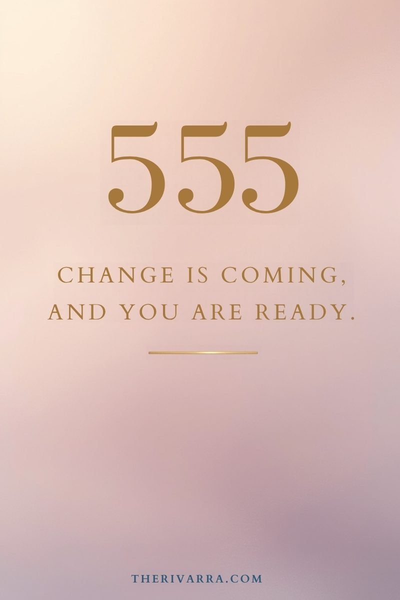 Gold 555 angel number on a soft blush gradient: change is coming, and you are ready