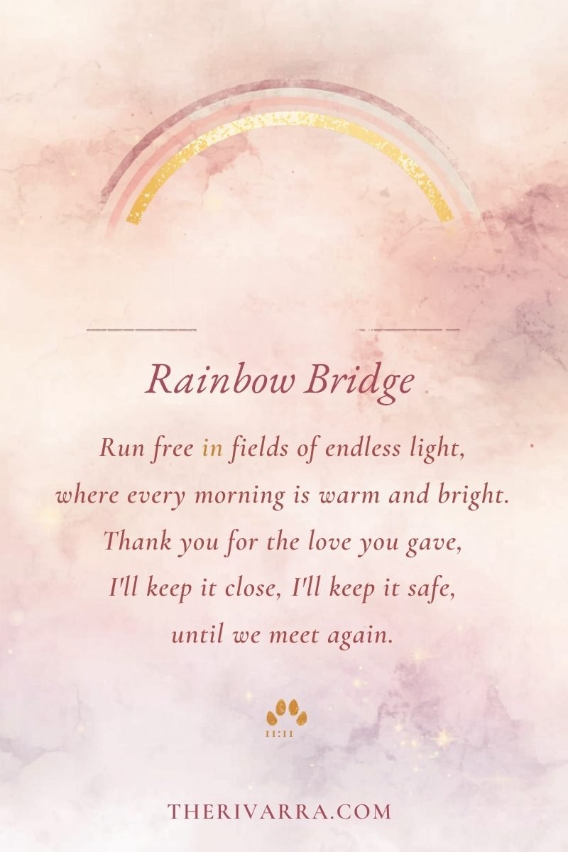 A prayer for the pet waiting at the Rainbow Bridge on a soft pastel watercolor background